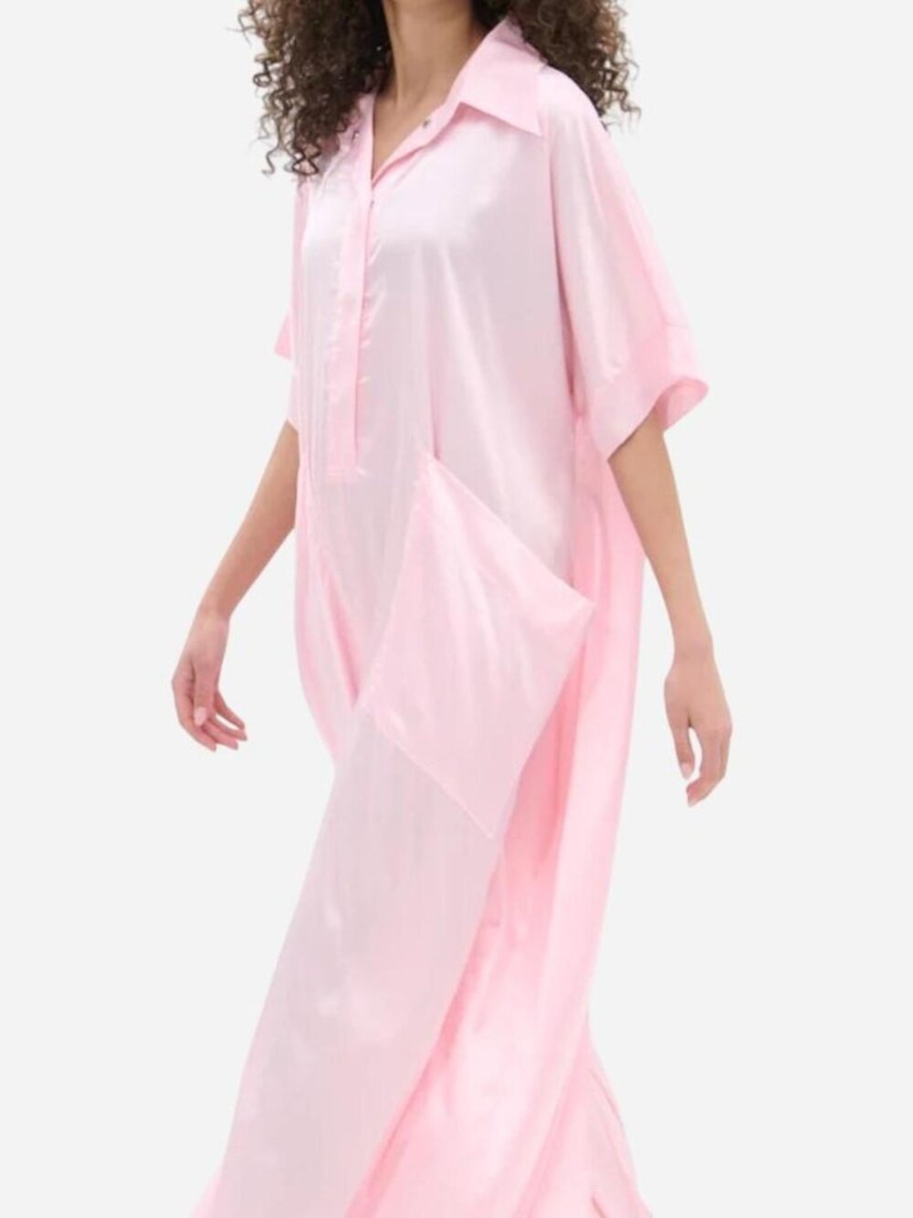 SHE'S RICH OVERSIZED SATIN JUMPSUIT IN LIGHT PINK - Picture 2 of 3